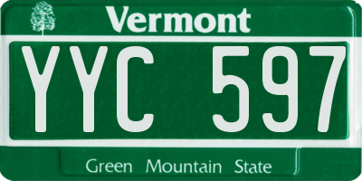 VT license plate YYC597