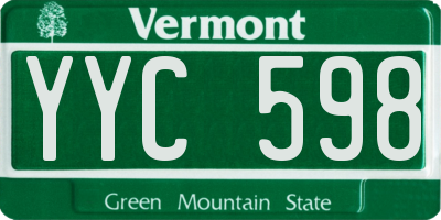 VT license plate YYC598