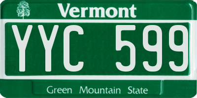 VT license plate YYC599