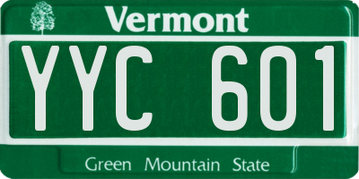 VT license plate YYC601