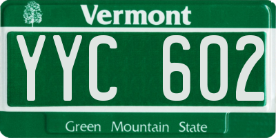 VT license plate YYC602