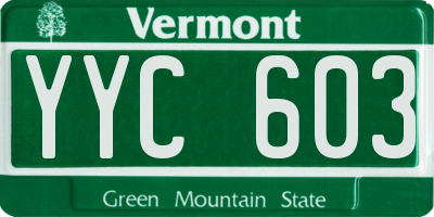 VT license plate YYC603