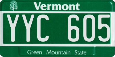 VT license plate YYC605