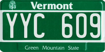 VT license plate YYC609
