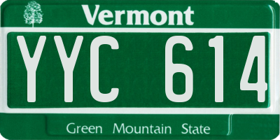 VT license plate YYC614