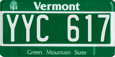VT license plate YYC617