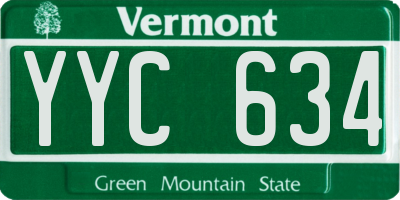VT license plate YYC634