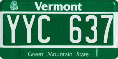 VT license plate YYC637