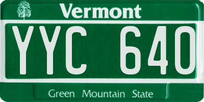 VT license plate YYC640