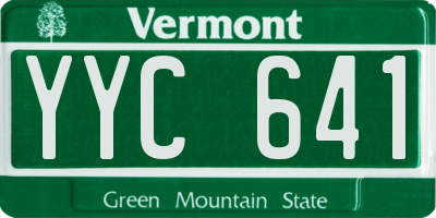 VT license plate YYC641
