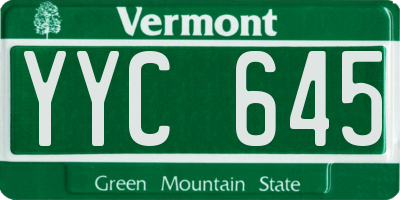VT license plate YYC645