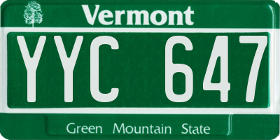 VT license plate YYC647