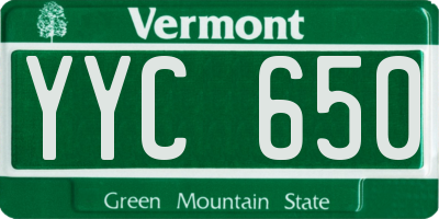 VT license plate YYC650