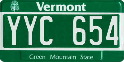 VT license plate YYC654