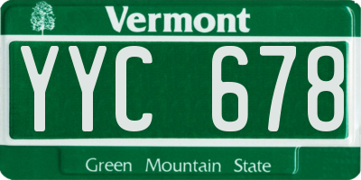 VT license plate YYC678