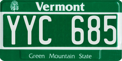 VT license plate YYC685