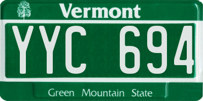 VT license plate YYC694