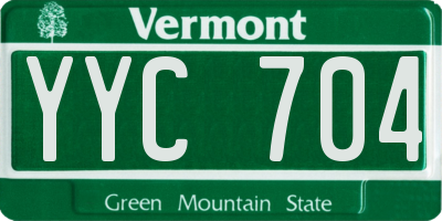 VT license plate YYC704