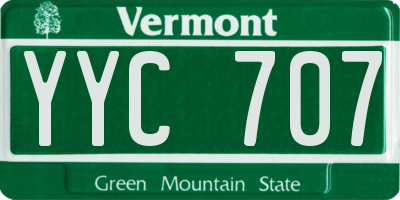 VT license plate YYC707