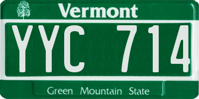 VT license plate YYC714