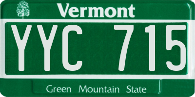 VT license plate YYC715