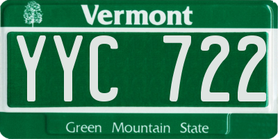 VT license plate YYC722