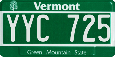 VT license plate YYC725