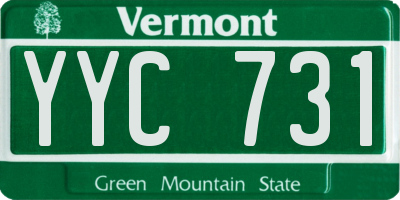 VT license plate YYC731
