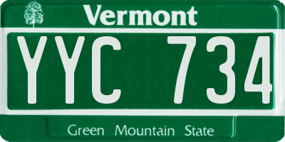 VT license plate YYC734