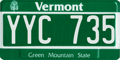 VT license plate YYC735