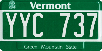 VT license plate YYC737