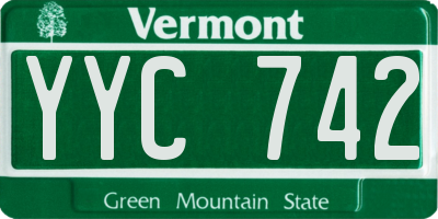VT license plate YYC742