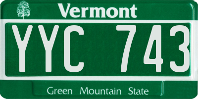 VT license plate YYC743