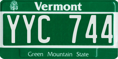 VT license plate YYC744