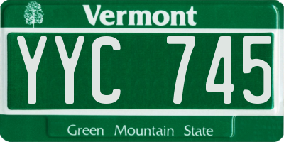VT license plate YYC745