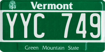 VT license plate YYC749