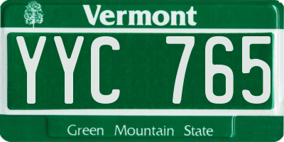 VT license plate YYC765