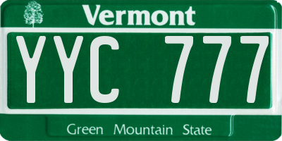 VT license plate YYC777