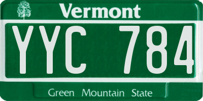 VT license plate YYC784