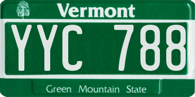 VT license plate YYC788