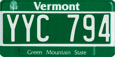 VT license plate YYC794