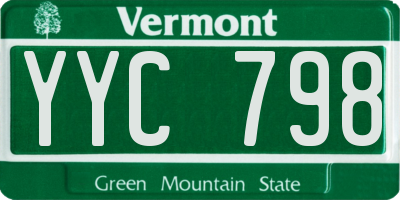 VT license plate YYC798