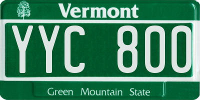 VT license plate YYC800