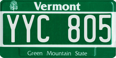 VT license plate YYC805