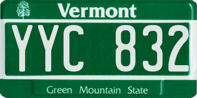 VT license plate YYC832
