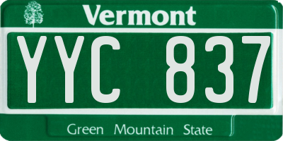 VT license plate YYC837