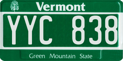 VT license plate YYC838