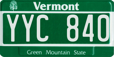 VT license plate YYC840