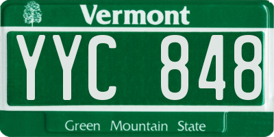 VT license plate YYC848