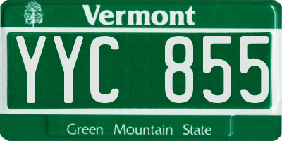 VT license plate YYC855
